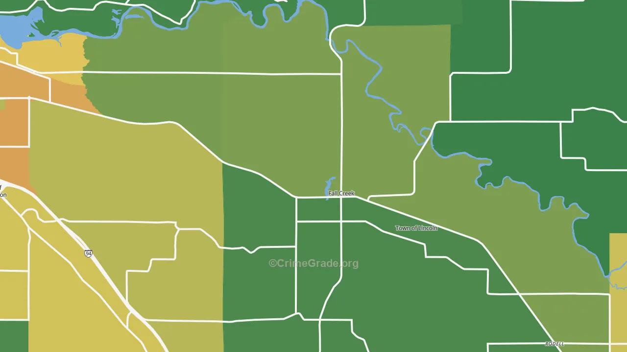 54742, WI Map of Drug-Related Crime Rates