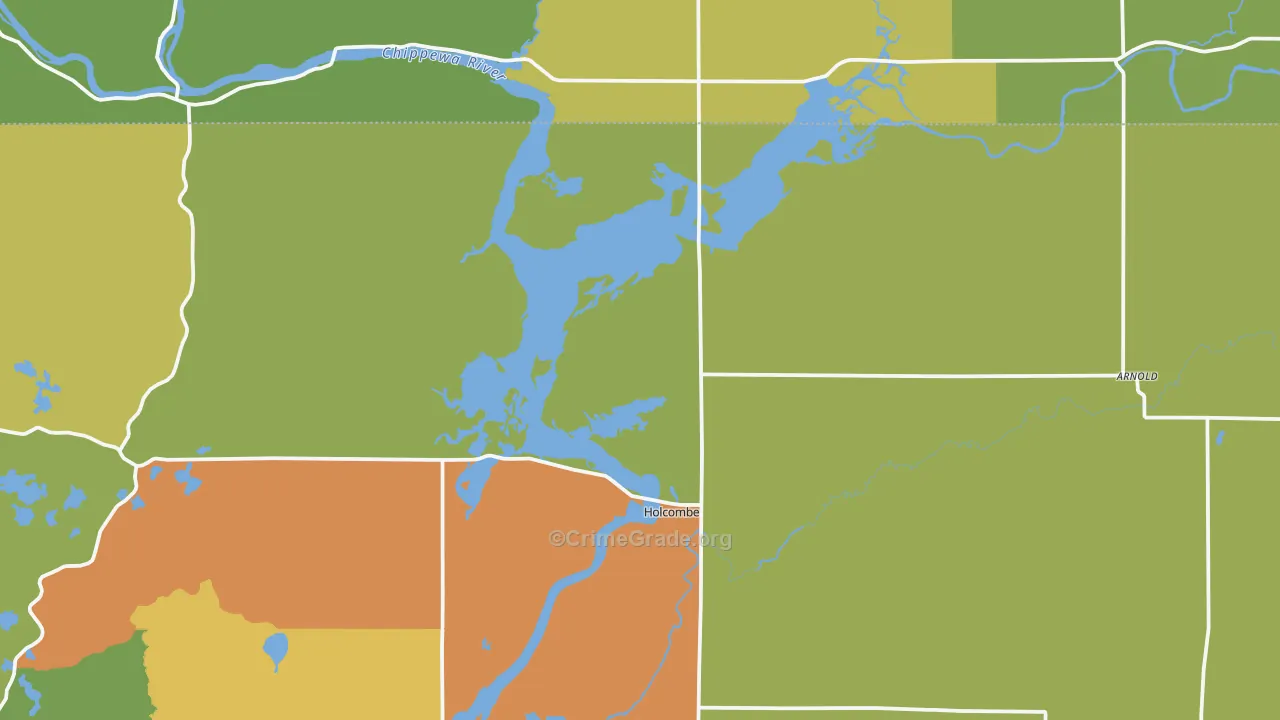 54745, WI Map of Drug-Related Crime Rates