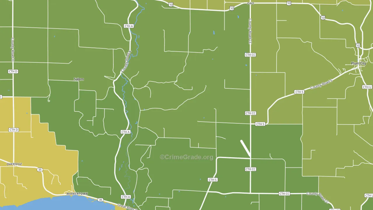 54750, WI Map of Drug-Related Crime Rates