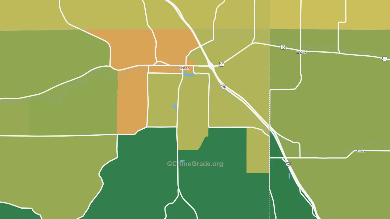 54758, WI Map of Drug-Related Crime Rates