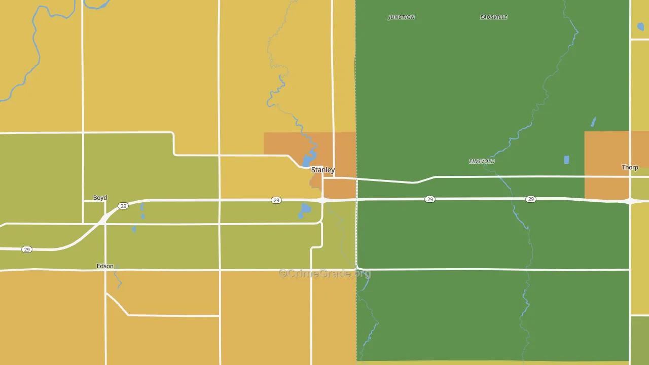 54768, WI Map of Drug-Related Crime Rates