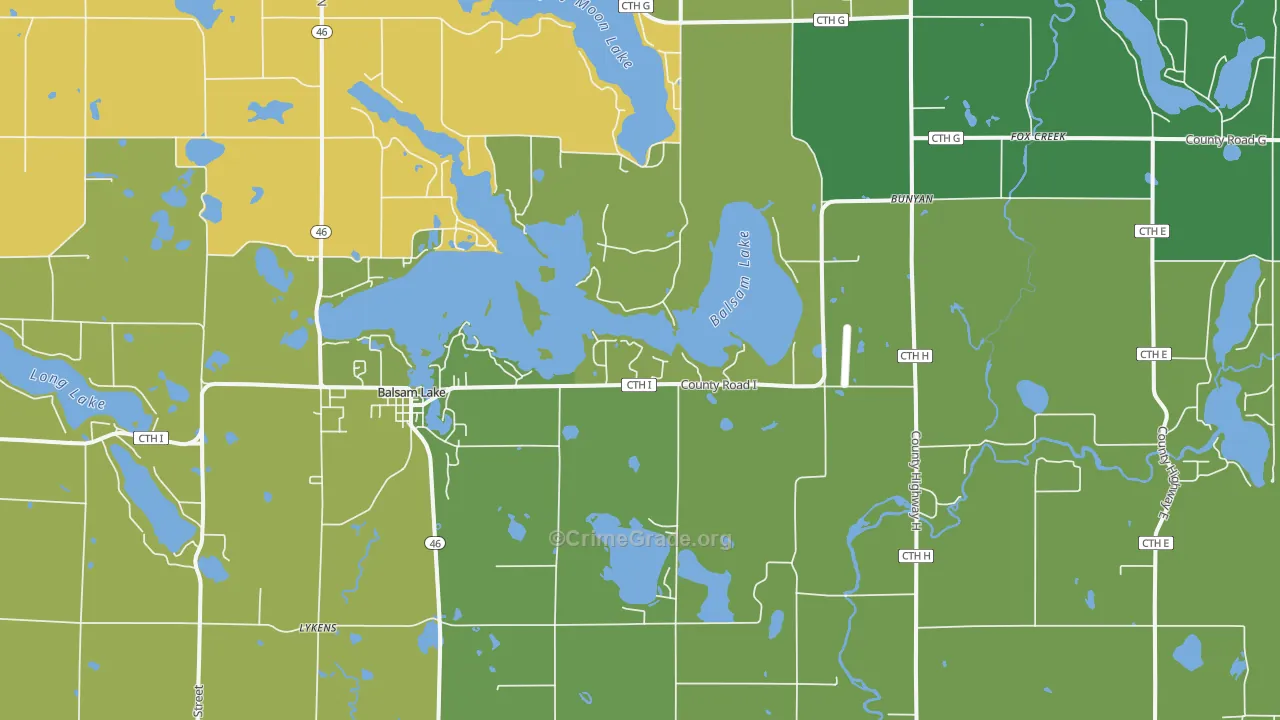 54810, WI Map of Drug-Related Crime Rates