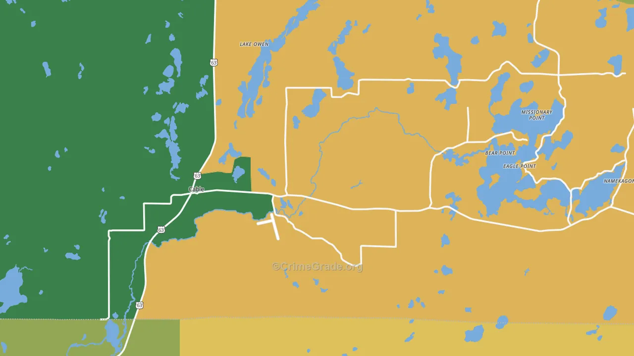 54821, WI Map of Drug-Related Crime Rates