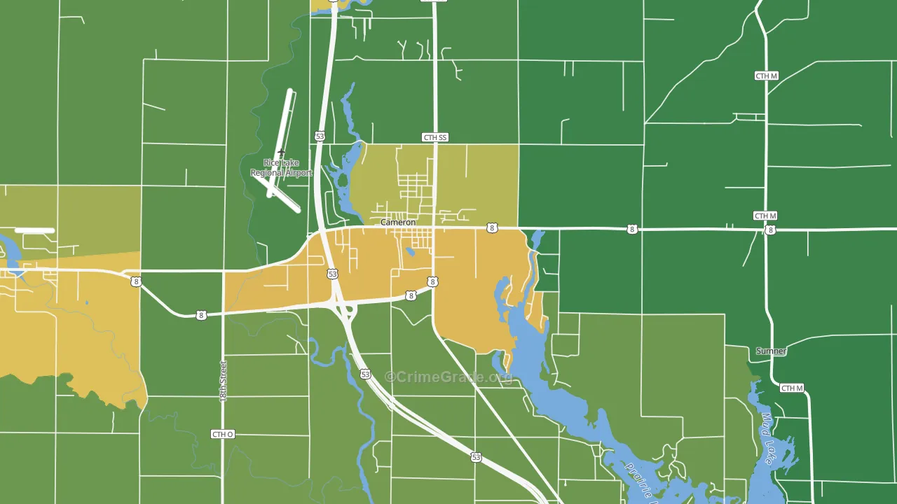 54822, WI Map of Drug-Related Crime Rates