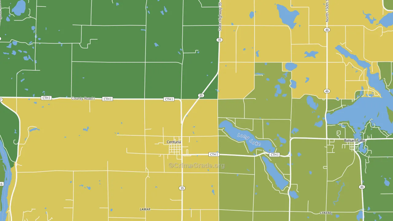 54824, WI Map of Drug-Related Crime Rates