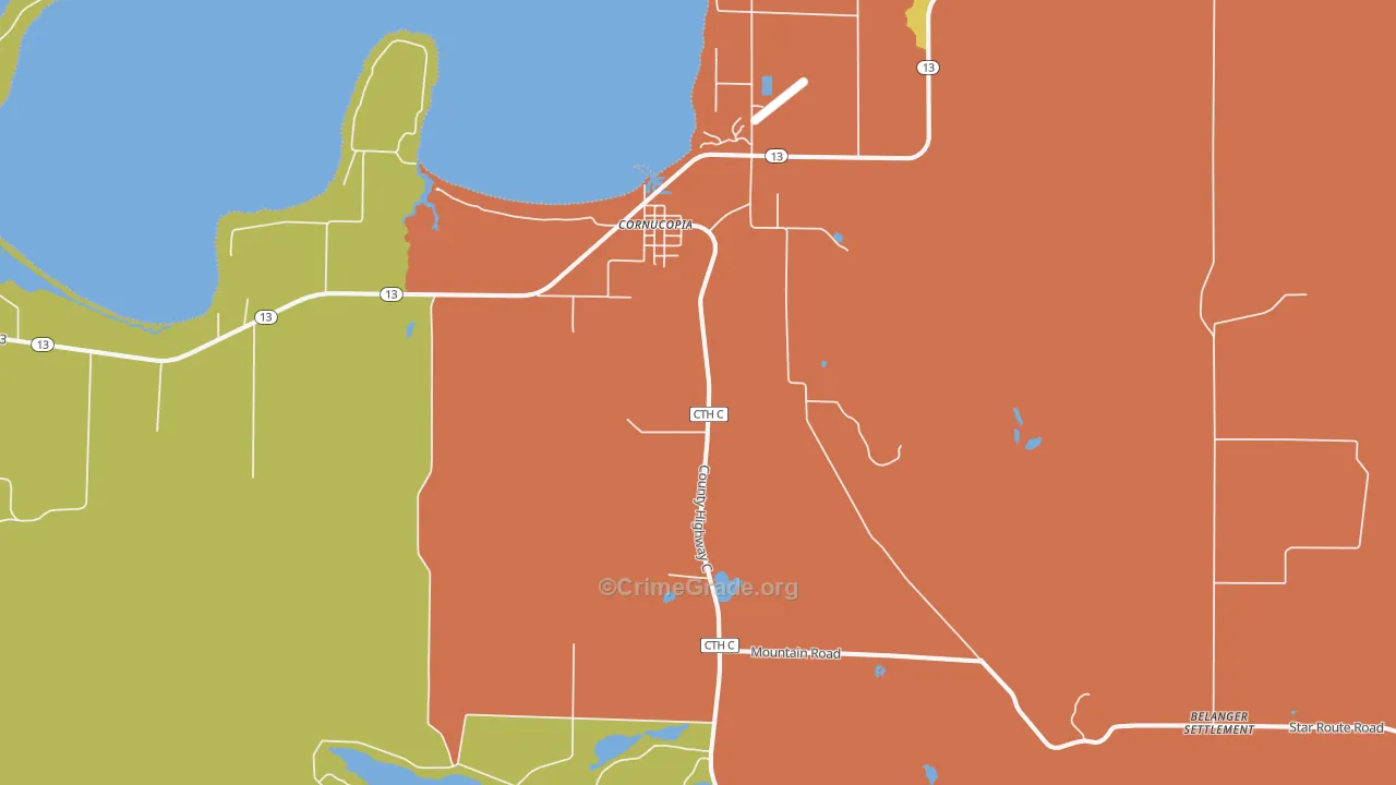 54827, WI Map of Drug-Related Crime Rates