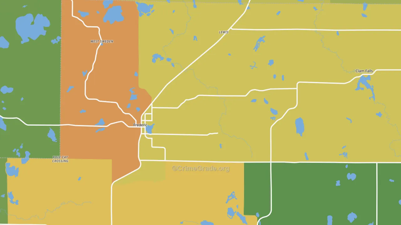 54837, WI Map of Drug-Related Crime Rates