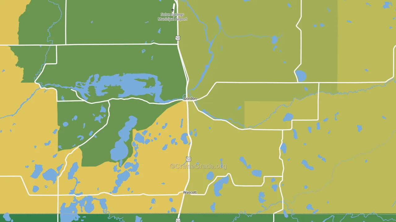 54838, WI Map of Drug-Related Crime Rates