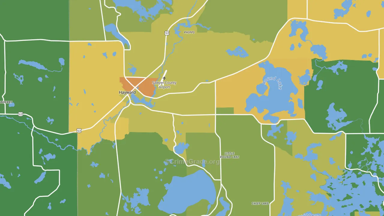 54843, WI Map of Drug-Related Crime Rates