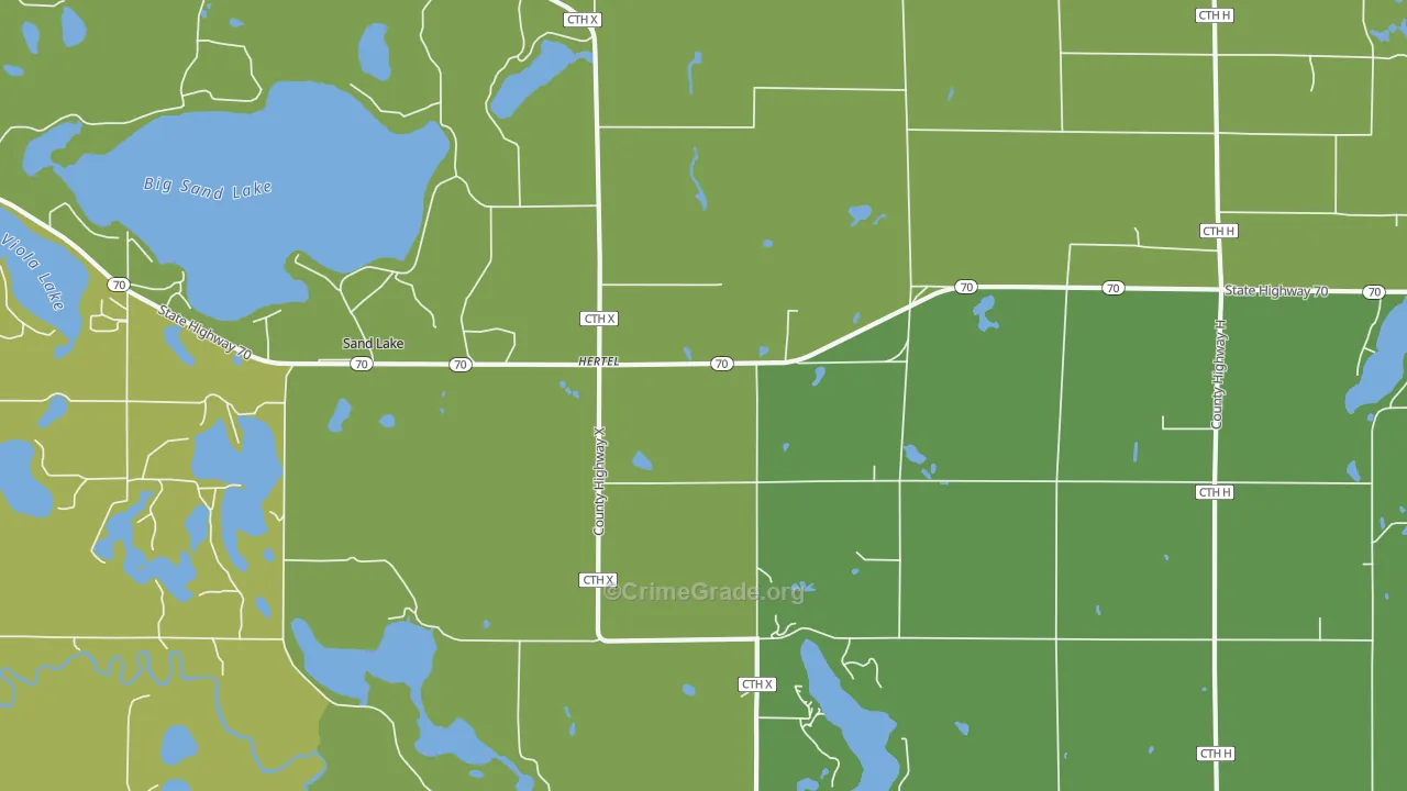 54845, WI Map of Drug-Related Crime Rates