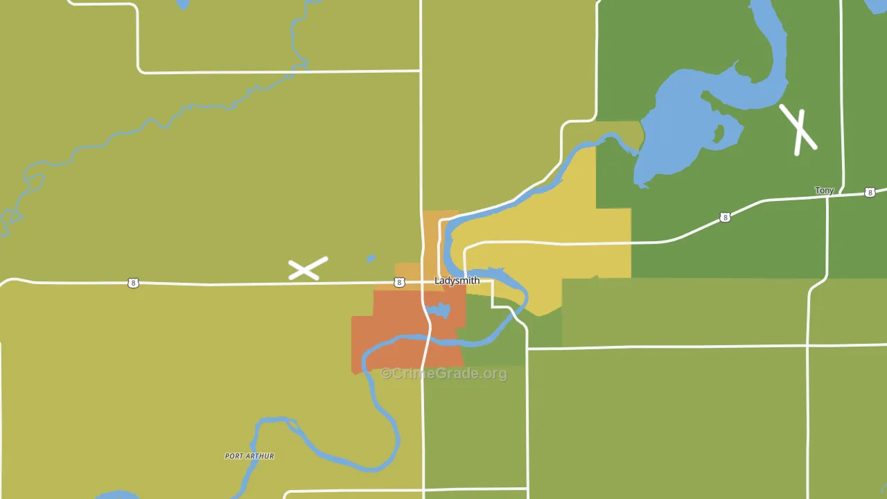 54848, WI Map of Drug-Related Crime Rates
