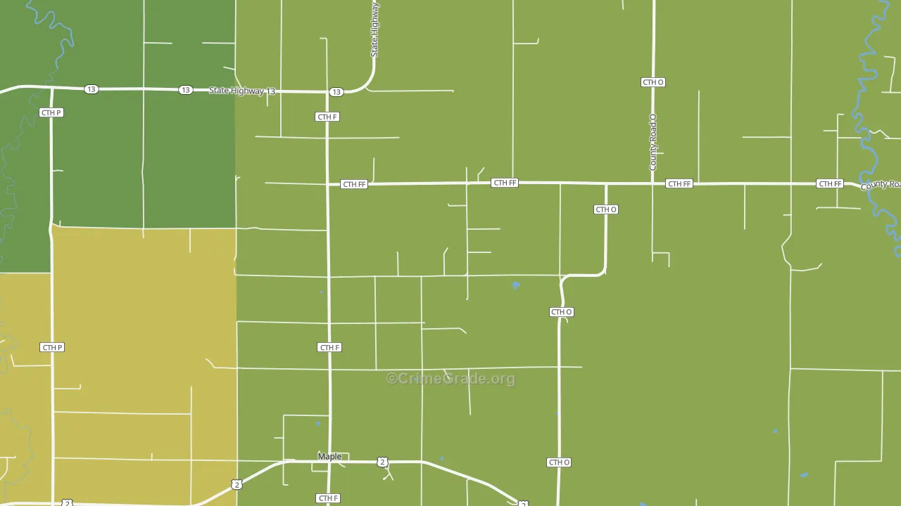 54854, WI Map of Drug-Related Crime Rates
