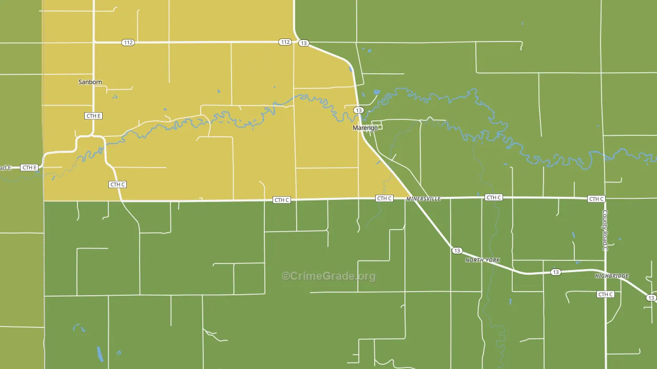 54855, WI Map of Drug-Related Crime Rates