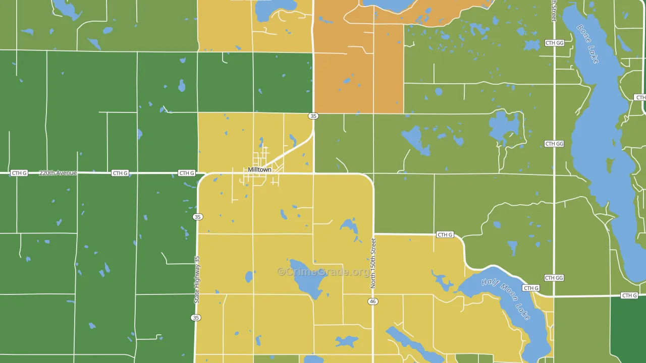 54858, WI Map of Drug-Related Crime Rates
