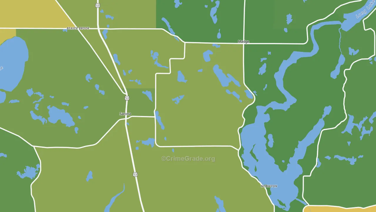 54870, WI Map of Drug-Related Crime Rates