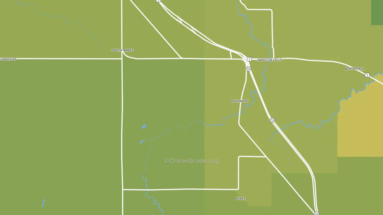 54874, WI Map of Drug-Related Crime Rates
