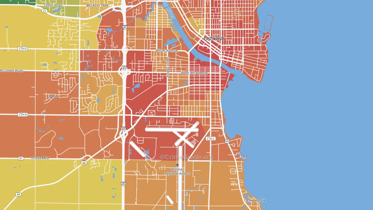 54902, WI Map of Drug-Related Crime Rates