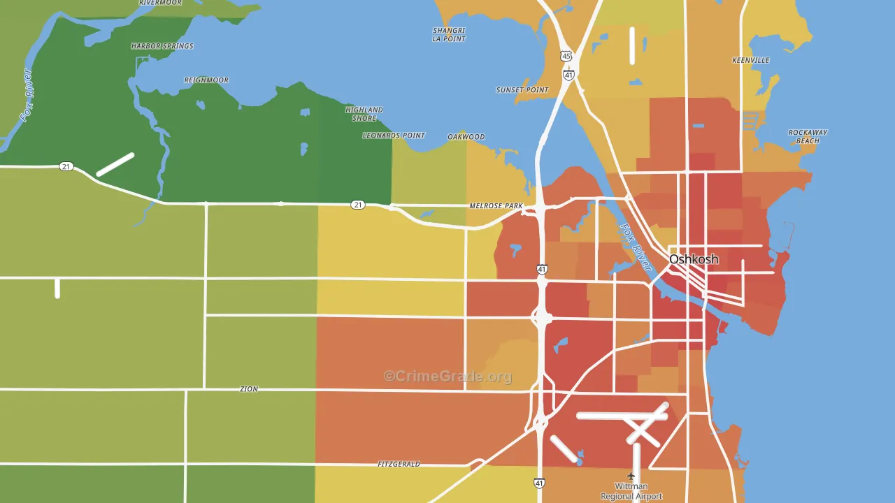54904, WI Map of Drug-Related Crime Rates