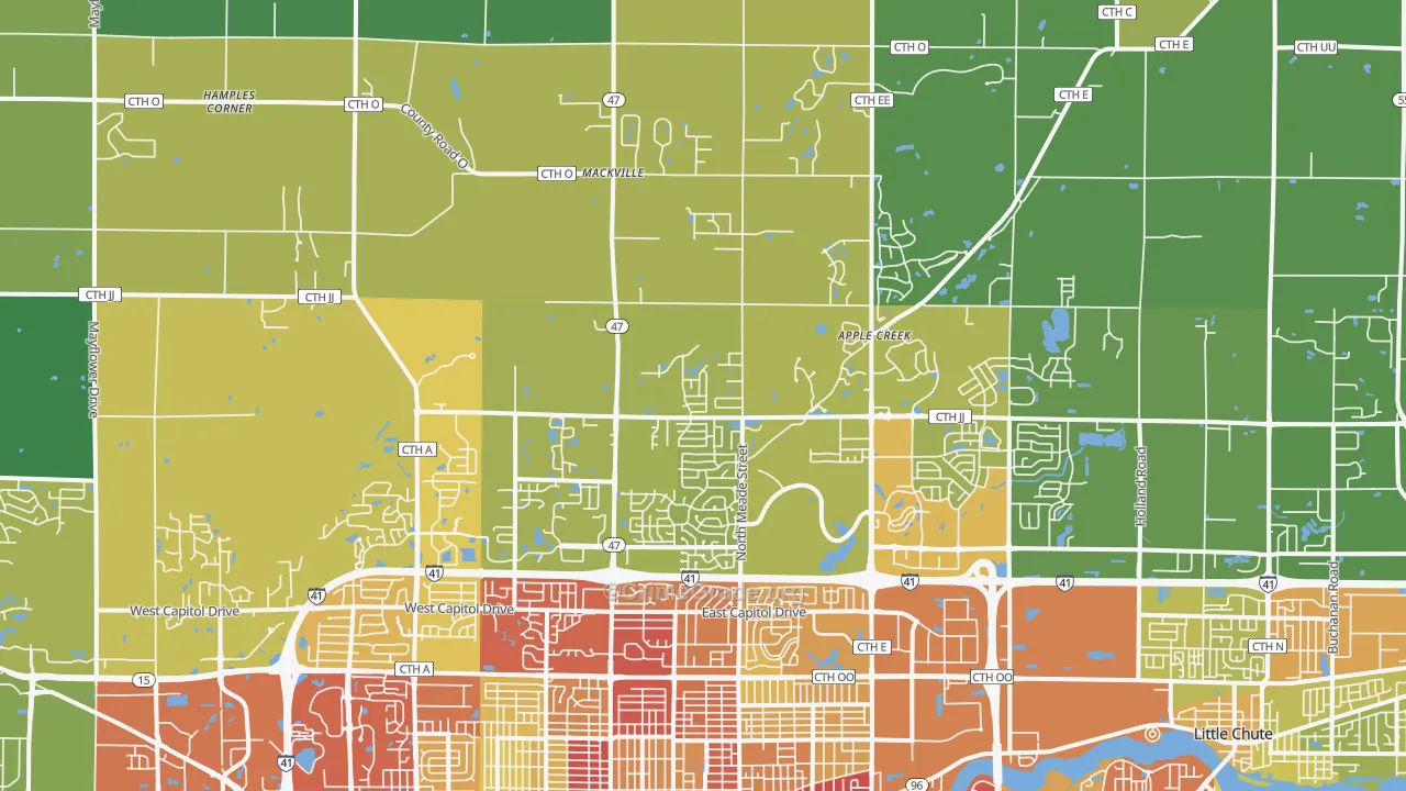 54913, WI Map of Drug-Related Crime Rates