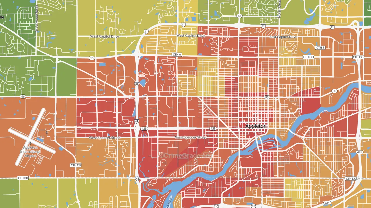 54914, WI Map of Drug-Related Crime Rates