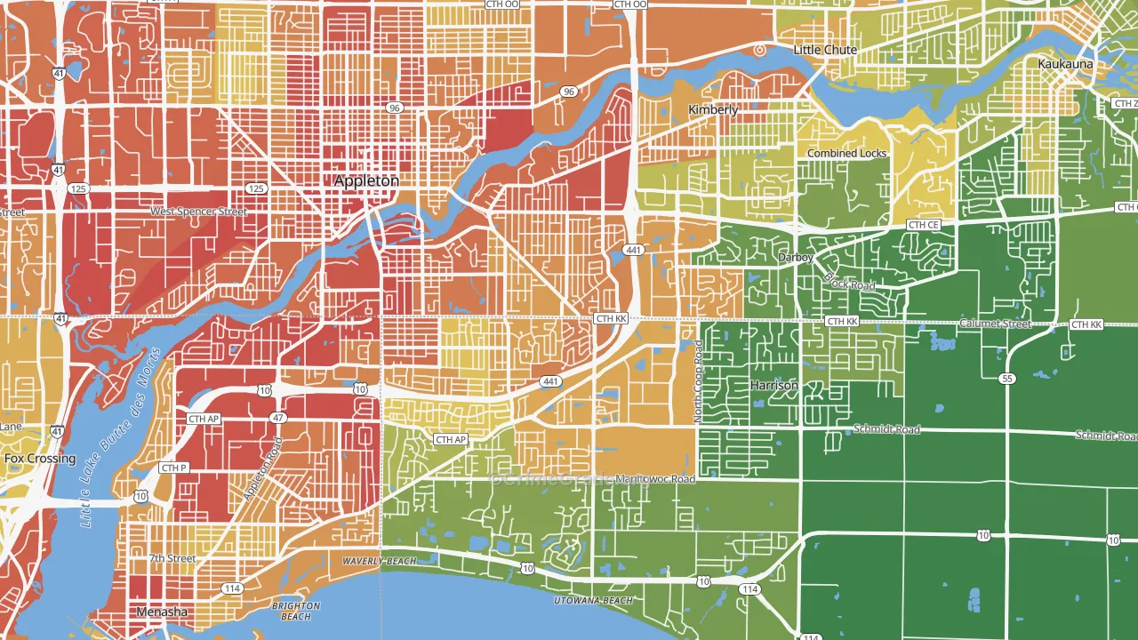 54915, WI Map of Drug-Related Crime Rates