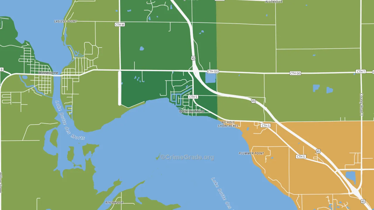 54927, WI Map of Drug-Related Crime Rates