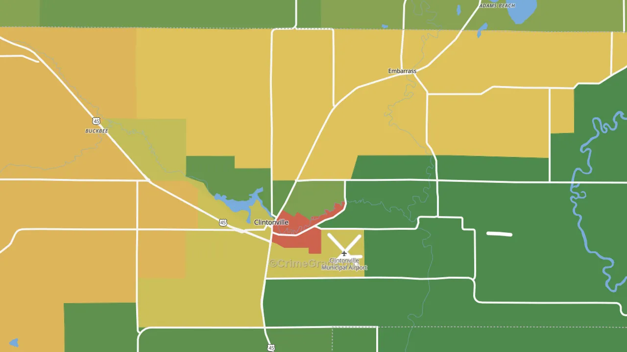 54929, WI Map of Drug-Related Crime Rates