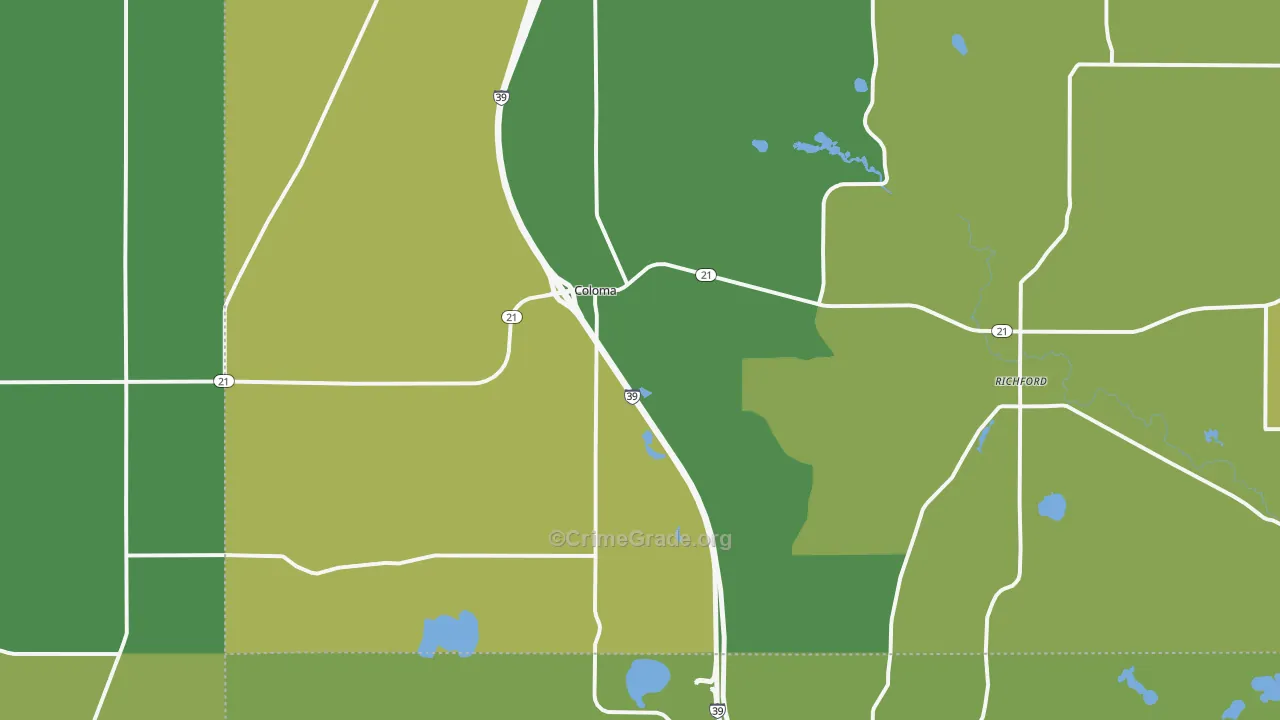 54930, WI Map of Drug-Related Crime Rates