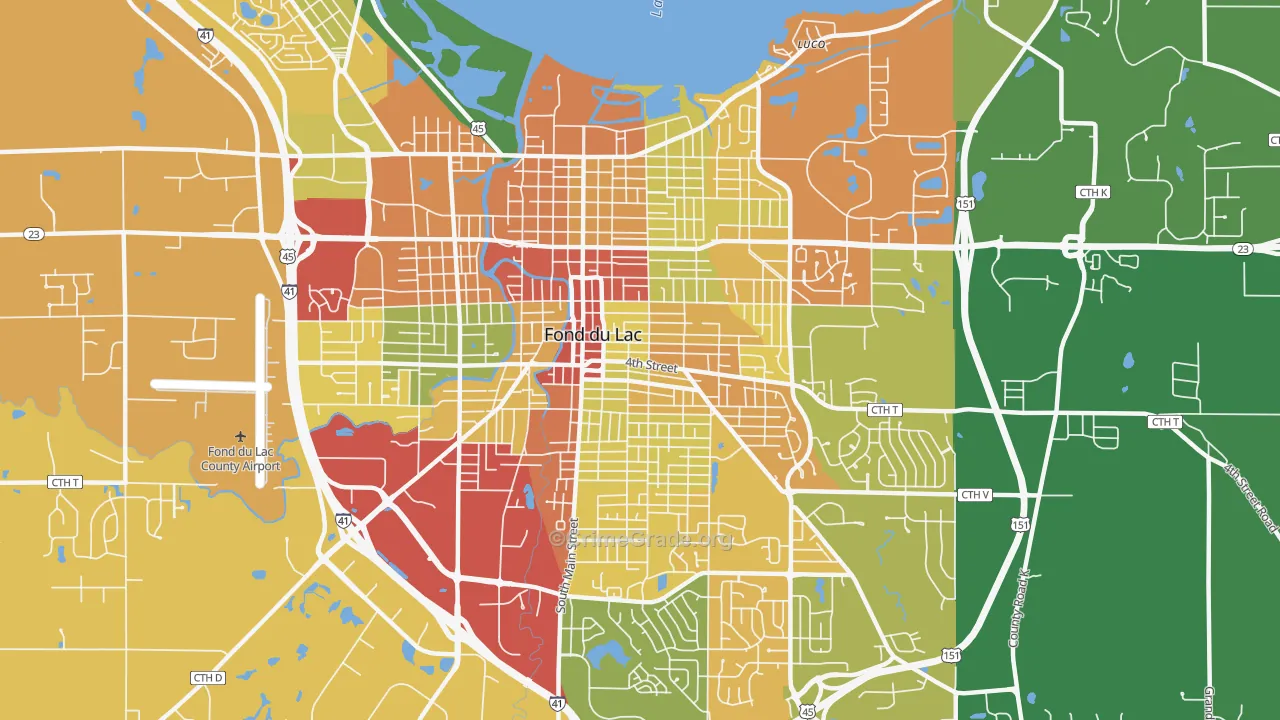 54935, WI Map of Drug-Related Crime Rates