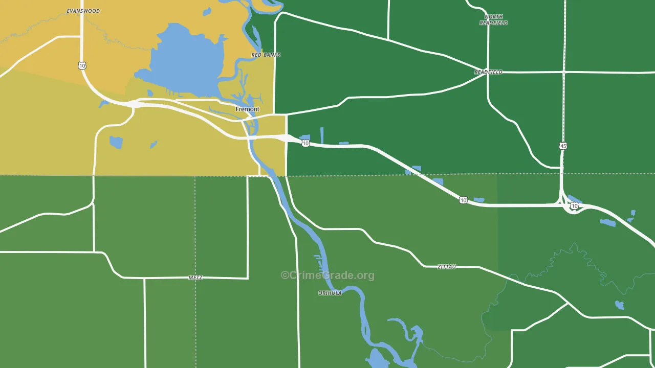54940, WI Map of Drug-Related Crime Rates