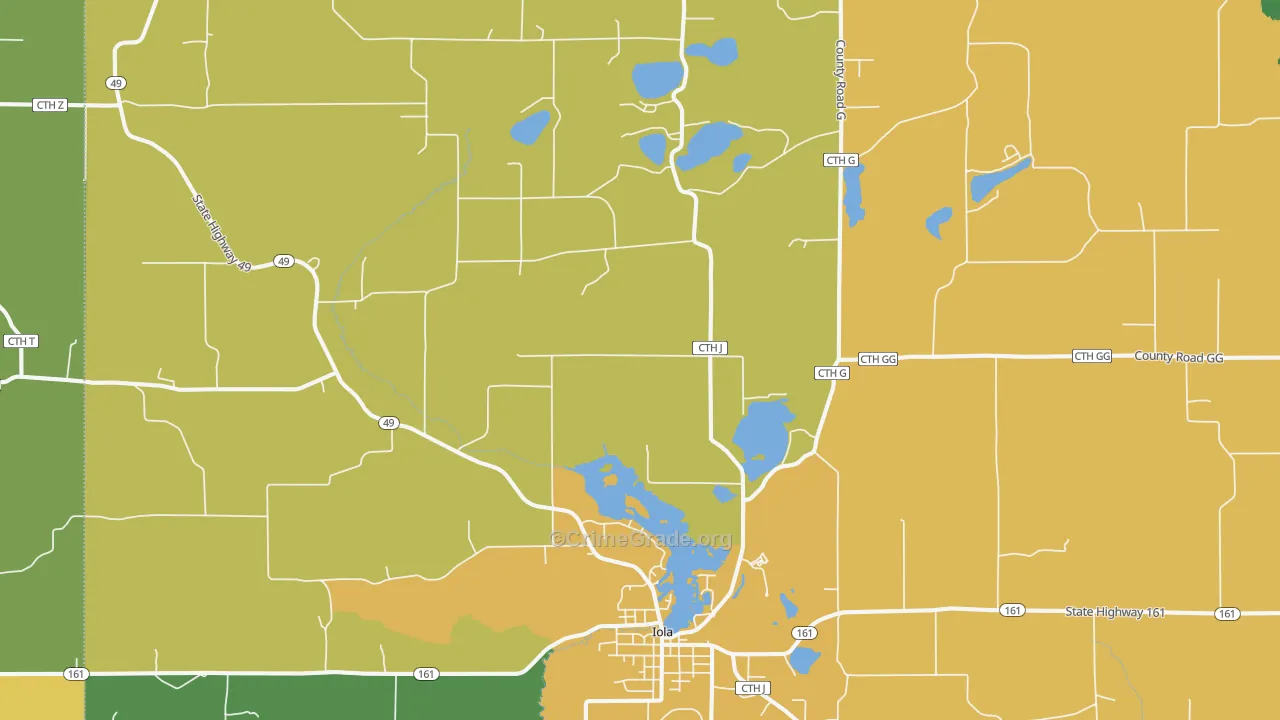 54945, WI Map of Drug-Related Crime Rates