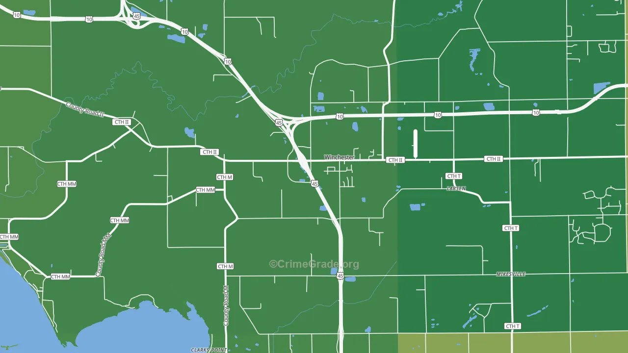 54947, WI Map of Drug-Related Crime Rates