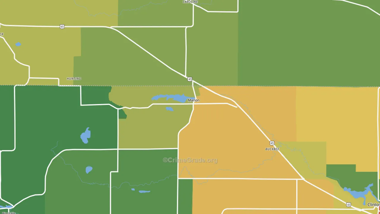 54950, WI Map of Drug-Related Crime Rates