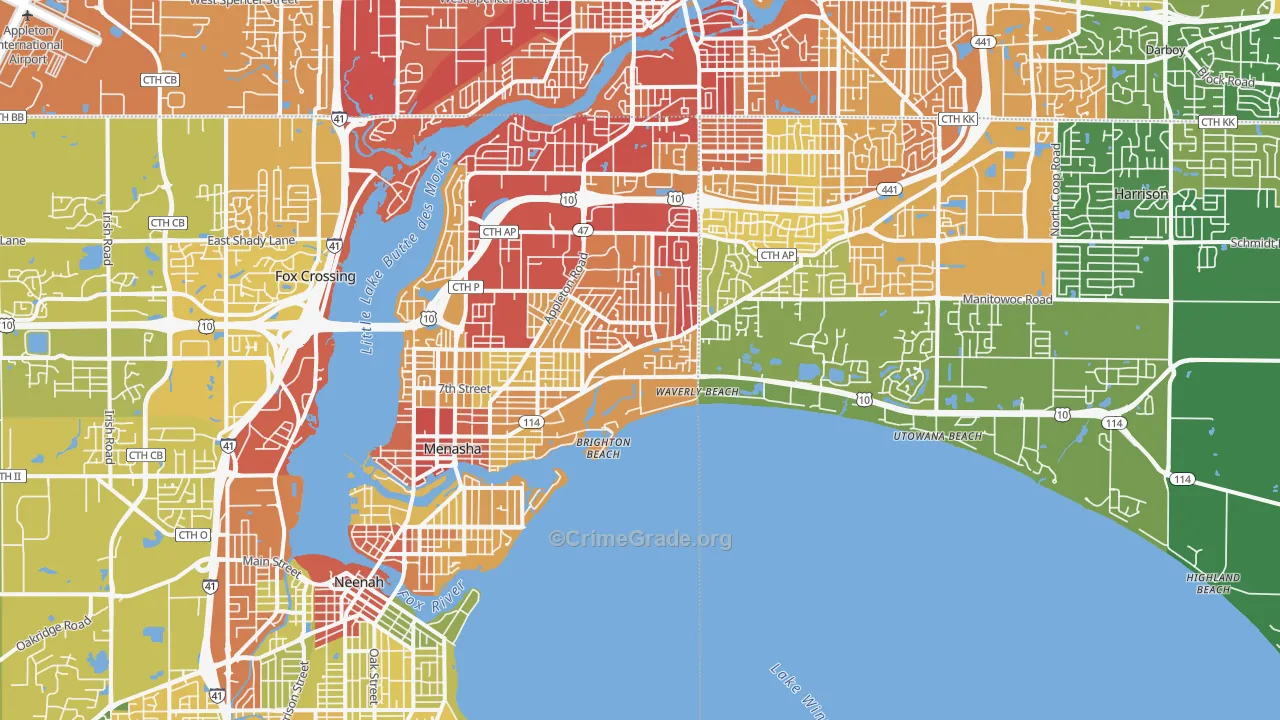 54952, WI Map of Drug-Related Crime Rates