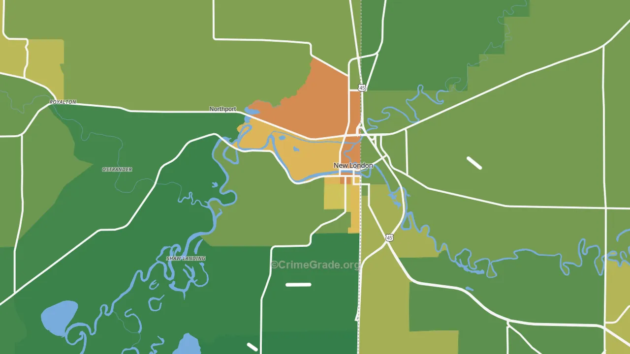 54961, WI Map of Drug-Related Crime Rates