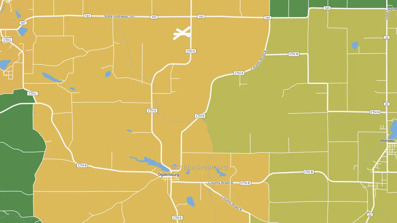 54962, WI Map of Drug-Related Crime Rates