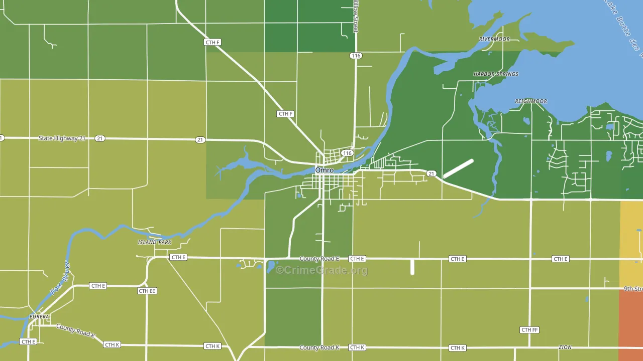 54963, WI Map of Drug-Related Crime Rates