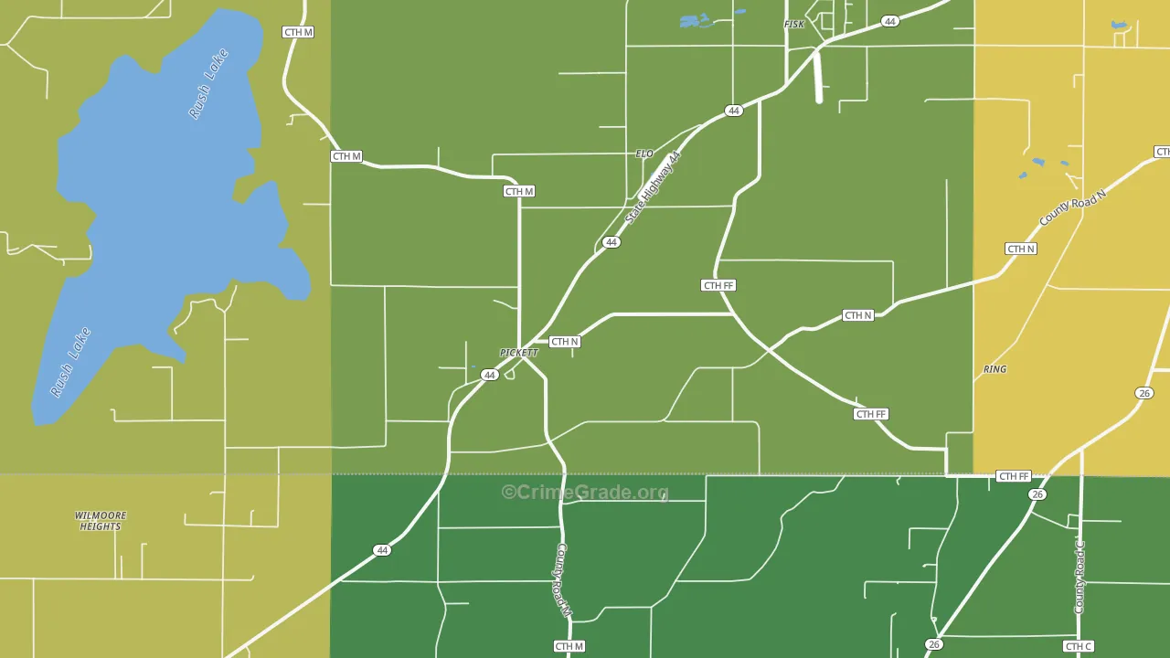 54964, WI Map of Drug-Related Crime Rates