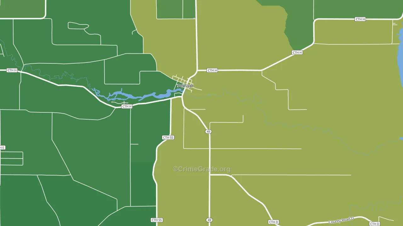 54967, WI Map of Drug-Related Crime Rates