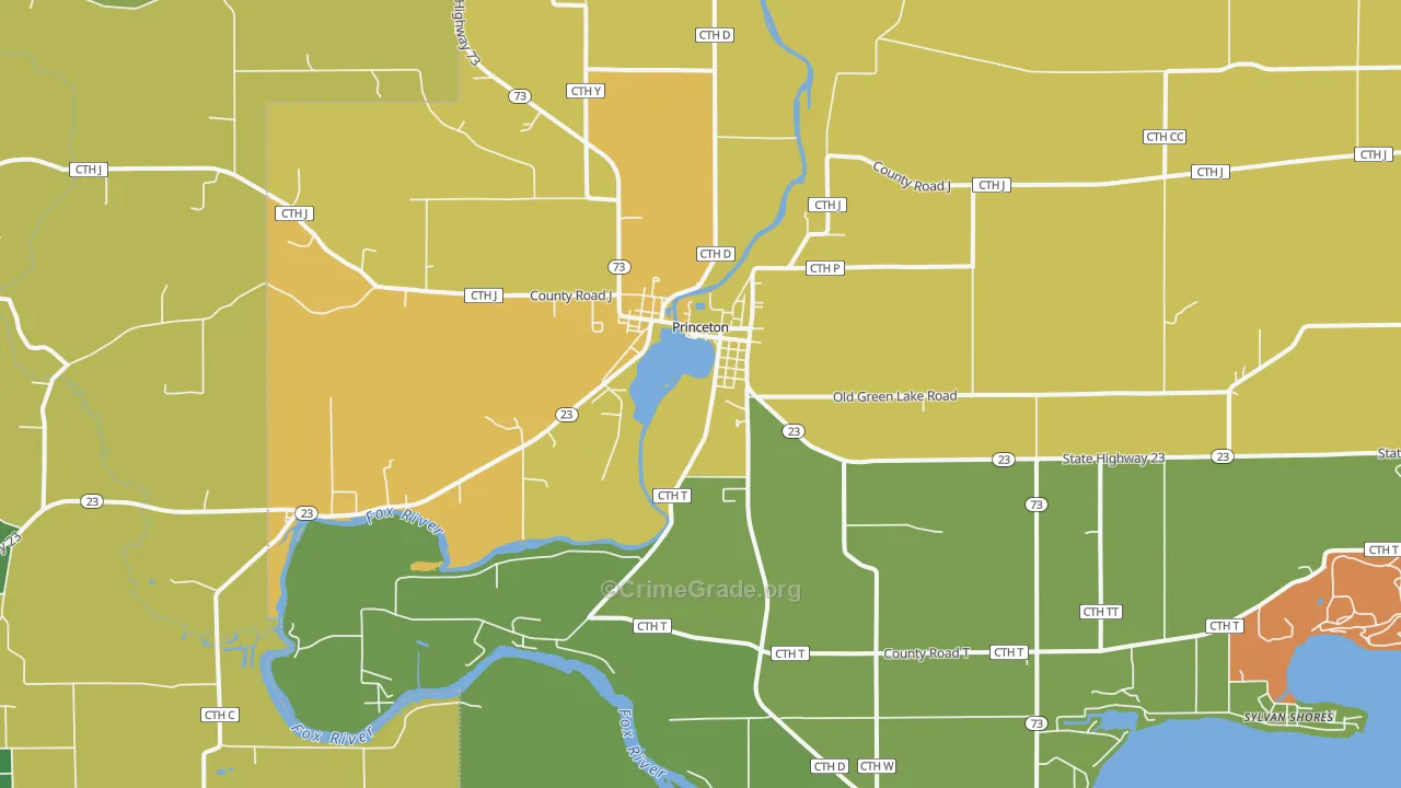 54968, WI Map of Drug-Related Crime Rates