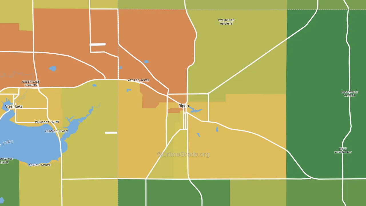 54971, WI Map of Drug-Related Crime Rates