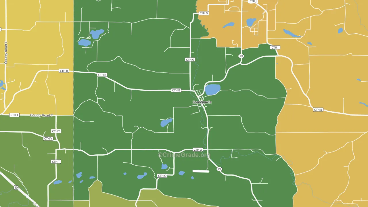 54977, WI Map of Drug-Related Crime Rates