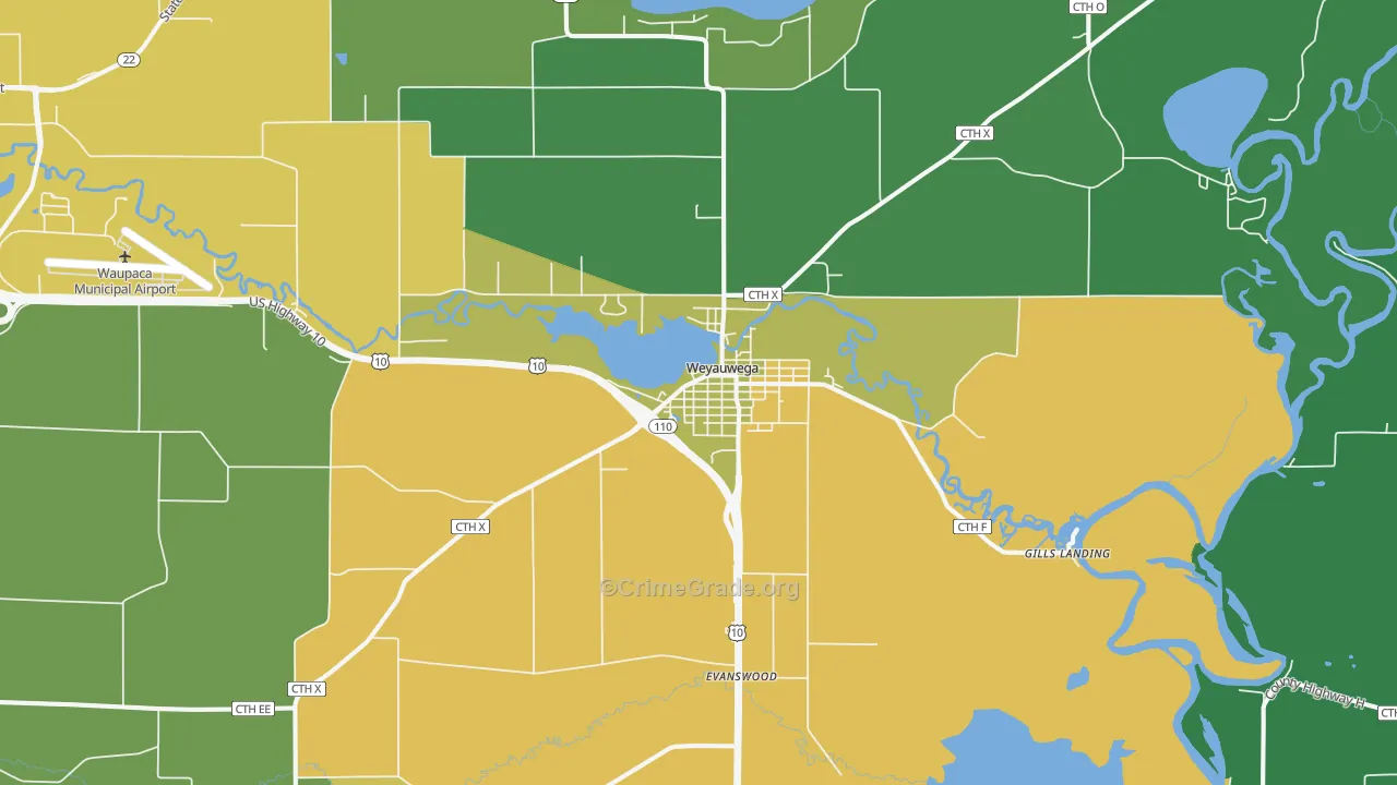 54983, WI Map of Drug-Related Crime Rates