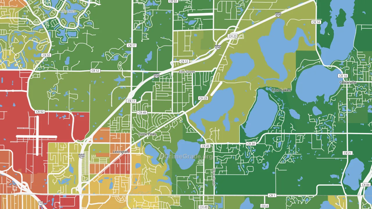 55014, MN Map of Drug-Related Crime Rates