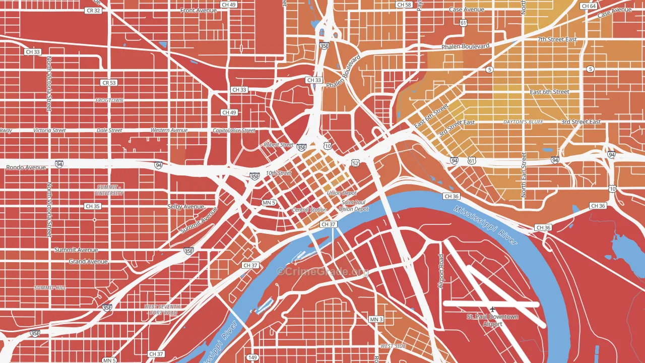 55101, MN Map of Drug-Related Crime Rates