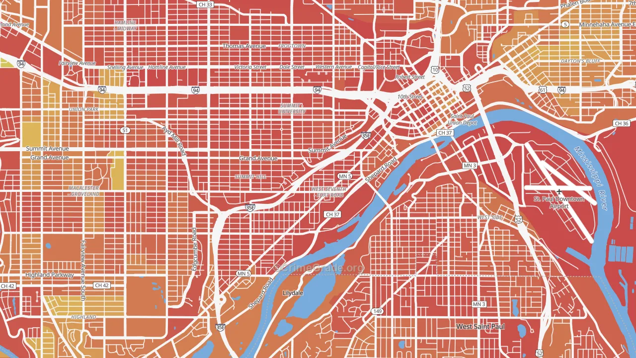55102, MN Map of Drug-Related Crime Rates
