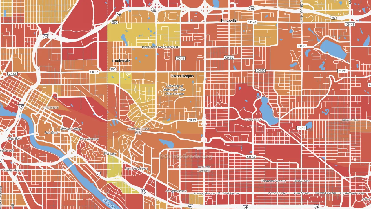 55108, MN Map of Drug-Related Crime Rates