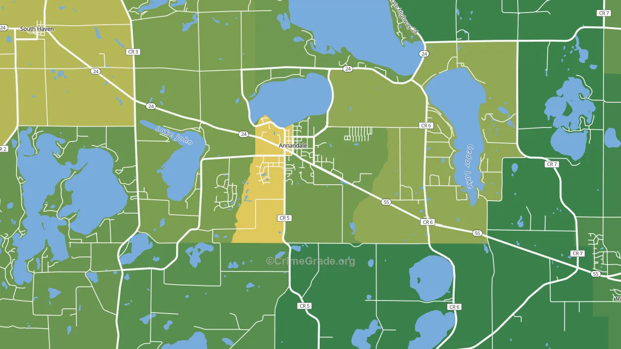 55302, MN Map of Drug-Related Crime Rates