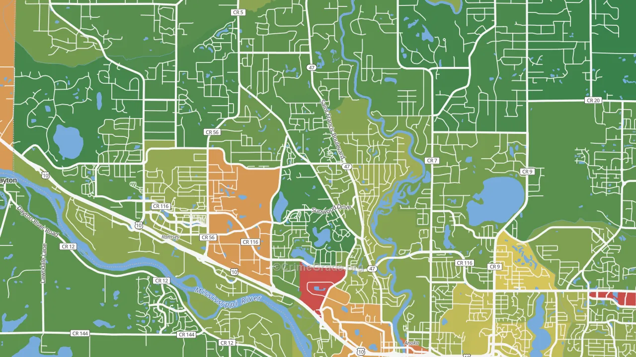 55303, MN Map of Drug-Related Crime Rates