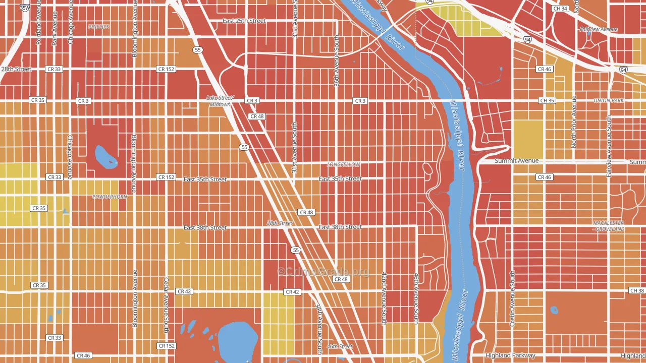 55406, MN Map of Drug-Related Crime Rates